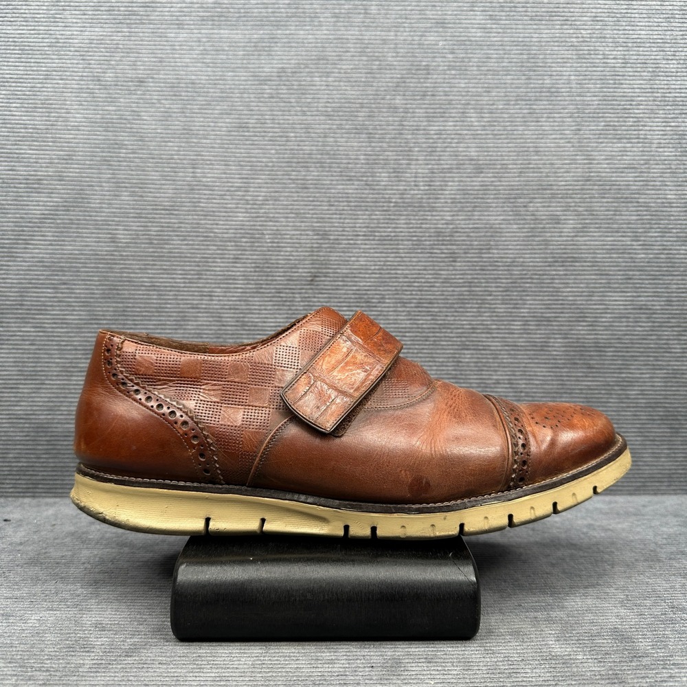 Franco Cuadra Mens Brown Leather Brogue Strap Oxfords A40579 Size 9 Y2k